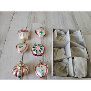 Vintage‎ West Germany flower ornament set butterfly basket tree Xmas